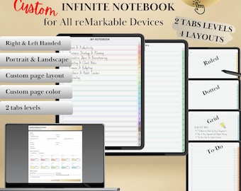 Creatore di quaderni infiniti personalizzati per iPad, Goodnotes, Notability, Noteshelf / Crea il tuo quaderno digitale con schede in 1 minuto