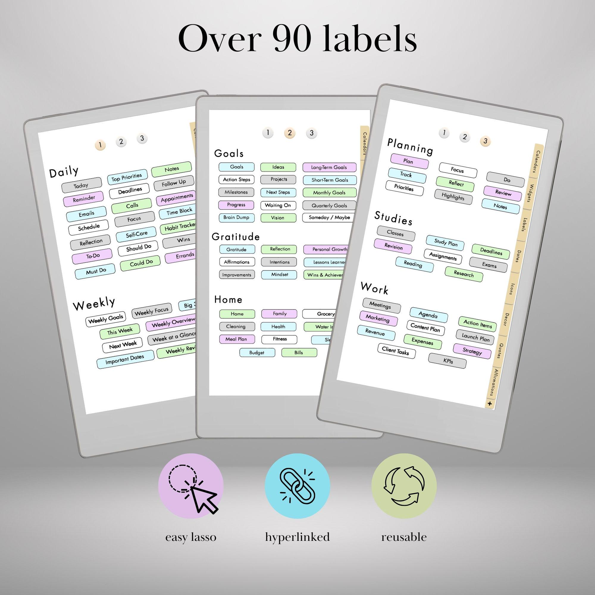 Planning Stickers for Remarkable Paper Pro Move: Pastel Color Copy ...