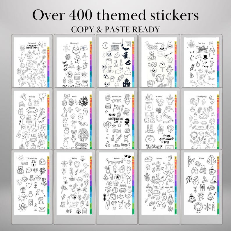 Sticker Ready To Use Holiday Stickers for Remarkable Paper Pro Move: 400+ Ready-to-use ...