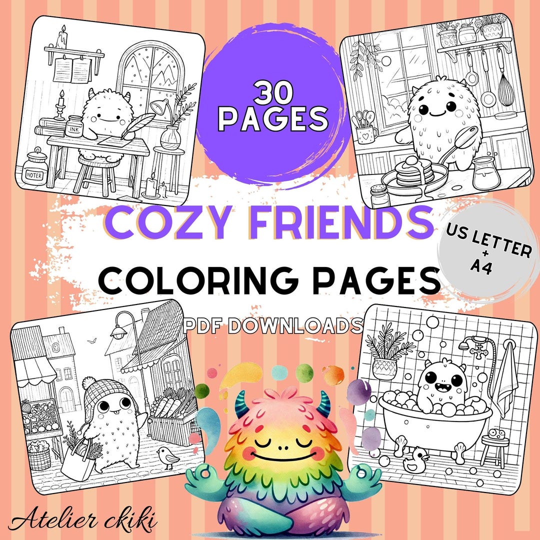 30 Super Cute Little Monster Coloring Pages | Cozy Friends and Relaxing ...