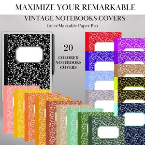 Vintage-Notebook-Cover für reMarkable Paper Pro Template Farbige Notizbücher Cover im Vintage-Look Digitales Notebook-Bundle für reMarkable
