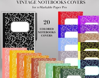 Vintage Notebook Covers for reMarkable Paper Pro Template Colored Notebooks Covers Vintage look Digital Notebooks Bundle for reMarkable