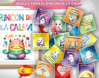 Tarjetas Inspiradoras para Niños | Rincón de la Calma | Afirmaciones Positivas con Monstruos | Imprimible Regulación y Aprendizaje Emocional
