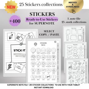 Supernote Aufkleber A5X, A6X und Manta Supernote Vorlagen Digitale Aufklebersammlungen, Notizen, Formen & Mind Maps Hyperlinked Notebook