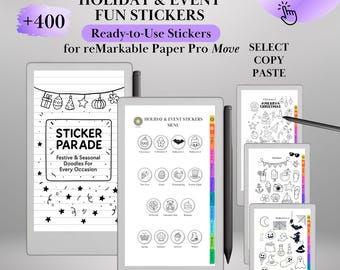 Holiday Stickers for reMarkable Paper Pro Move: 400+ Ready-to-use Doodle Stickers Templates for Journaling and Planning (Digital Download)