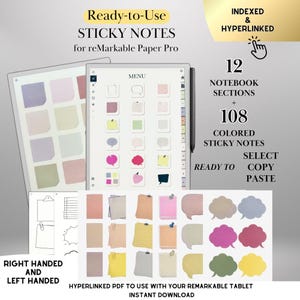 reMarkable Paper Pro Sticky Notes Bundle: 12-Section Hyperlinked Notebook (Digital Download)