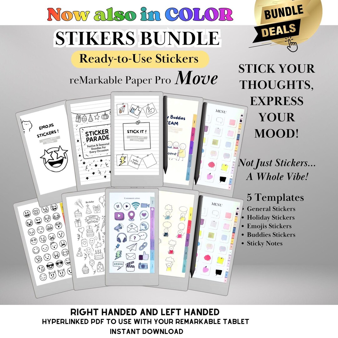 Stickers Bundle for Remarkable Paper Pro Move Ready-to-use: 5 Copy ...