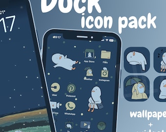 Duck Icon Pack for iOS, Android, Tablet, Cute Animal Icons, Wallpapers, Widgets, App Theme