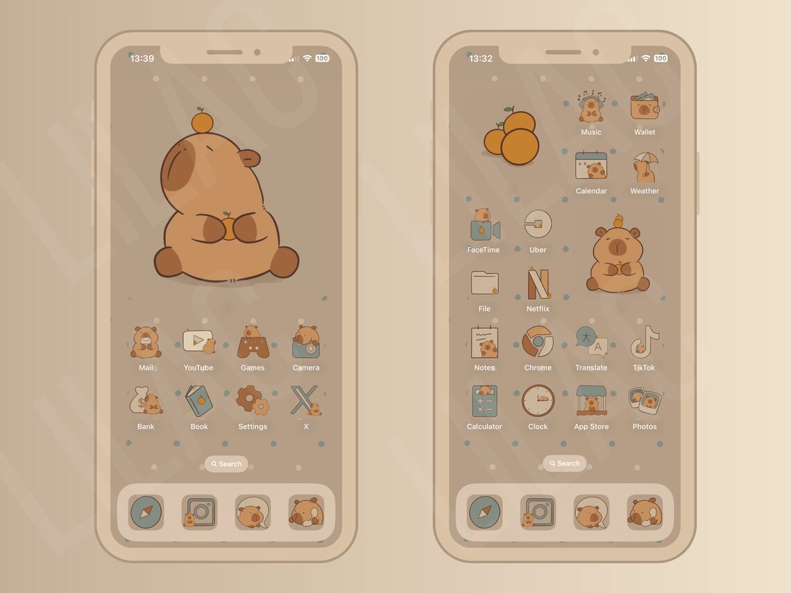 Capybara Icon Pack for Ios, Android, Tablet, Cute Animal Icons ...