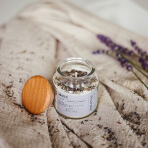 MARY relax natural soy wax essential oil candle glass jar image 2