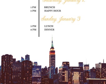 NYC Travel Itinerary Template, New York City, Schedule, Agenda, Download