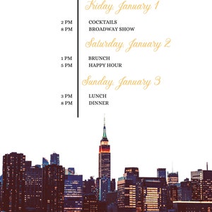 NYC Travel Itinerary Template, New York City, Schedule, Agenda, Download