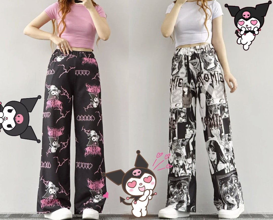 Kuromi Nirvana Pajama Pants Wide Leg Pyjama Pink Kuromi Etsy