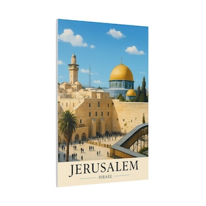 Art mural sur toile Jérusalem, impression matte intemporelle de la vieille ville | Décoration d'intérieur juive | Poster mural occidental | Art inspiré du voyage en Israël