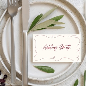 Wedding Place Cards, Hand Drawn Name Card, Printable Place Cards Template DIY, Name Card Set, Table Setting, Doodle Card