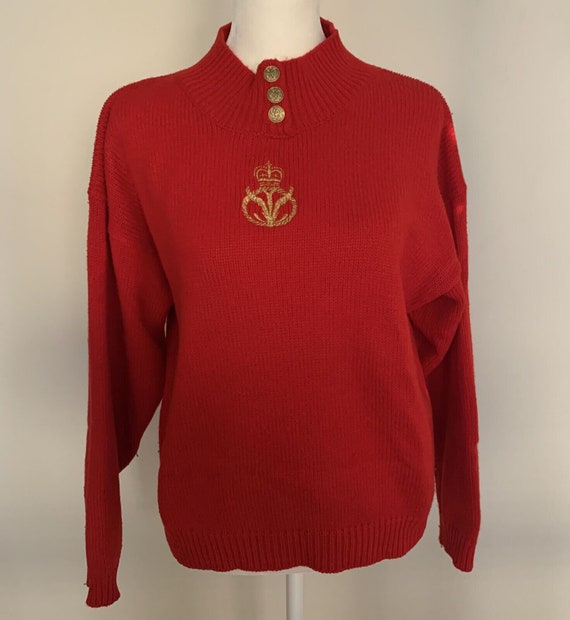 Vintage AMILANO Womens Knit Sweater Red Size L Lar