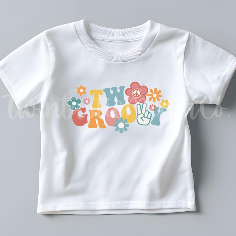Two Groovy Birthday Girl SVG | Retro Boho Kids Shirt Design (Digital Download) image 3