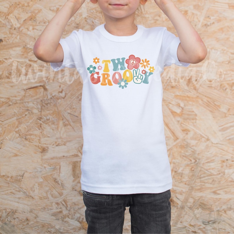 Two Groovy Birthday Girl SVG | Retro Boho Kids Shirt Design (Digital Download) image 4