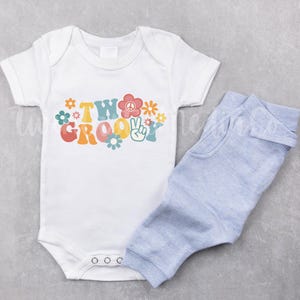 Two Groovy Birthday Girl SVG | Retro Boho Kids Shirt Design (Digital Download) image 2
