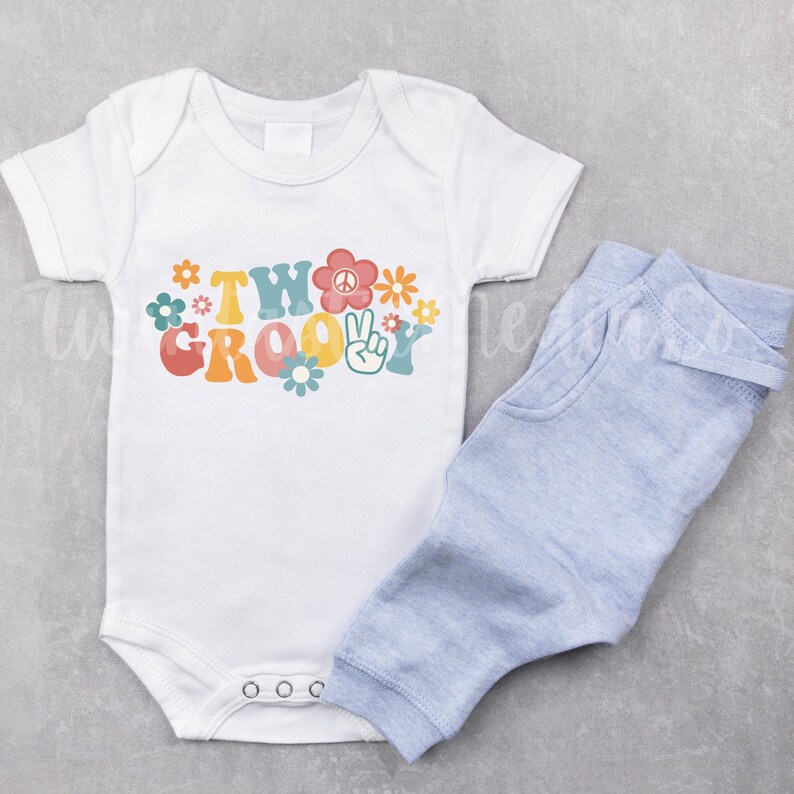 Two Groovy Birthday Girl SVG | Retro Boho Kids Shirt Design (Digital Download) image 2