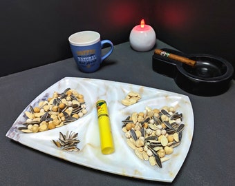 Snack Plate,Calacatta Viola Marble, Rectangular Bow and Divided Serving Tray,