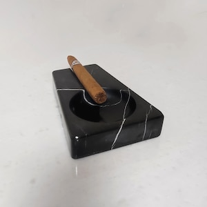 Black Marble Cigar Ashtray, 100% Handmade | Custom Cigar Holder | Vintage Cigar Ashtray | Cigar Accessories | Gift For Men | Gifted