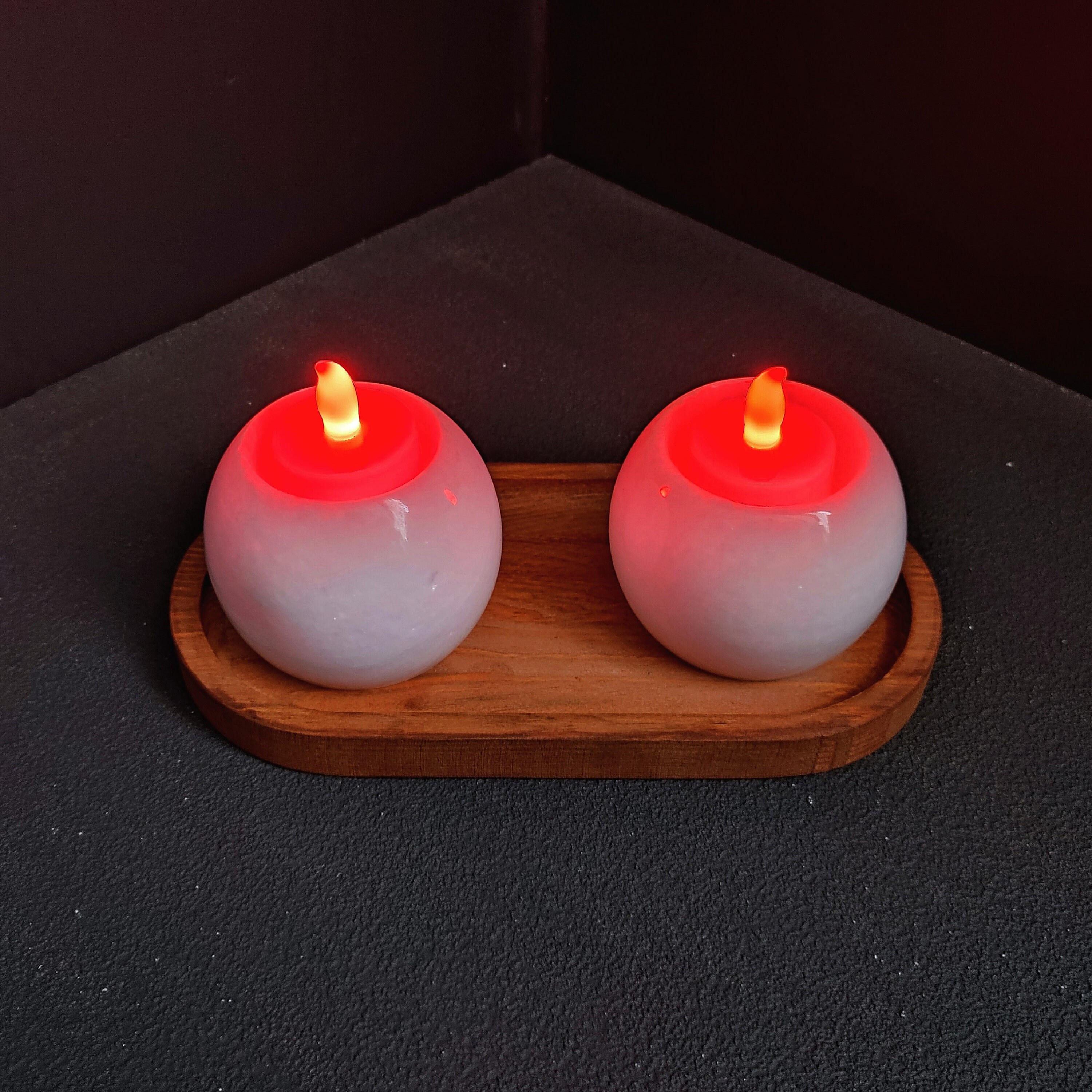 Nordich Style Candle Holder, Marble Candle Holder 2 Piece Set Wooden