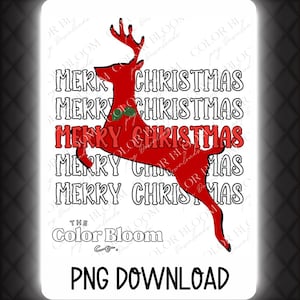Merry Christmas Reindeer PNG Digital Download | Holiday PNG | Reindeer PNG | Merry Christmas Design | Christmas shirt png | Christmas dtf