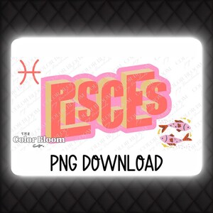 Pisces Zodiac PNG Digital Download – Sublimation Design for DIY Crafts, Shirts, Mugs, Astrology Décor & Personalized Gifts | Pisces DTF
