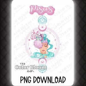 Pisces Zodiac Pastel PNG | Pisces Digital Download | Astrology Sublimation Art | Celestial Pisces Design for DIY Crafts | Pisces DTF Design