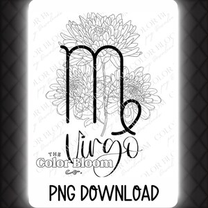 Virgo Flower Zodiac PNG | Virgo Floral Digital Download | Astrology Sign Art | Sublimation Design DIY Crafts + Printables | Chrysanthemum
