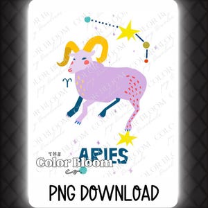 Aries Zodiac PNG Digital Download | 10&quot;x12&quot; Astrology Artwork for Sublimation, DIY Crafts, Wall Decor & Personalized Gifts | Aries png dtf