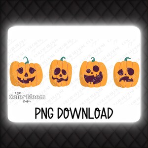 Mignons visages de citrouilles d&#39;Halloween PNG | Sublimation de citrouille d&#39;Halloween | Téléchargement numérique pour créations manuelles | Halloween PNG | Citrouilles PNG | png