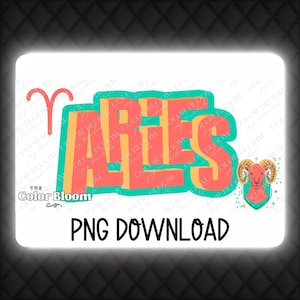 Aries Zodiac PNG Digital Download -Sublimation Design for DIY Crafts, Astrology-Inspired T-Shirts, Mugs, Tote Bags, Wall Décor | Aries DTF