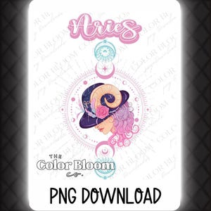 Aries Zodiac Pastel PNG | Aries Digital Download | Celestial Astrology Art | Sublimation Design for DIY Crafts, Gifts | Aries Zodiac DTF