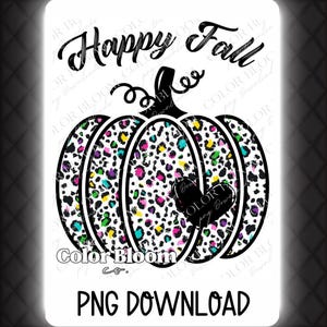 Happy Fall Cheetah Print Pumpkin PNG | Fall Sublimation Design | Leopard Pumpkin Digital Download for Apparel & Crafts | Fall PNG | Fall Dtf