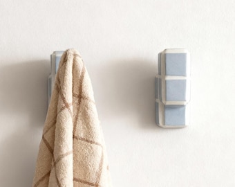 Wall hook | Tiles | Tile hook | Mosaic | Blue | White | Hook | Coat hook | Tile furniture | Tile table | Towel holder | Coat hook