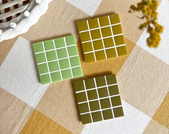 Coasters | Tiles | Tile Coasters | Mosaic | Green | Brown | Tile Coasters | Cup Coasters | Tile Tableware | Drink Coasters
