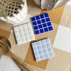 Coasters | Tiles | Tile Coaster | Mosaic | Blue | White | Tile Coasters | Cup Coasters | Tile Tableware Drinks Coasters
