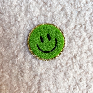 Patches Smiley Happy Face Aufnäher Gestickt Flicken Sticker Grün