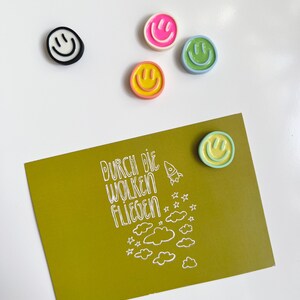 Smiley Magnet Set Pastell Bunt Kühlschrank lächelndes Gesicht Geschenk Pinnwand Spülmaschine Küche Emoji Lustig Mini afbeelding 2