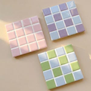 Coasters | Tiles | Tile Coasters | Mosaic | Orange | Yellow | Tile Coasters | Checkerboard Pattern | Tile Tableware Drink Coasters