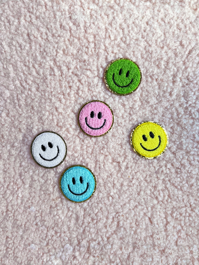 Patches Smiley Happy Face Aufnäher Gestickt Flicken Sticker Bild 1