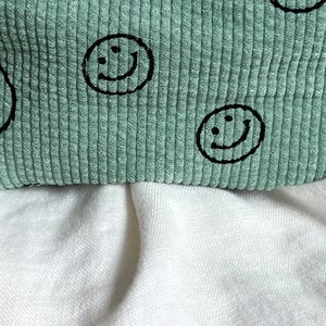 Smiley make-uptasje Beige Luiertas Toilettas Lachend gezicht Toilettas Corduroy Organisator tas Vintage tas Grün