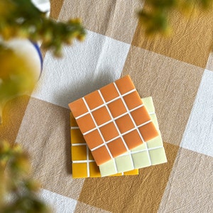 Untersetzer Fliesen Tile Coaster Mosaik Orange Gelb Fliesenuntersetzer Tassenuntersetzer Fliesengeschirr Getränkeuntersetzer Bild 2