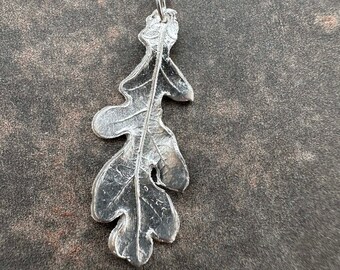 real oak leaf silver pendant - real oak leaf pendant - handmade oak leaf pendant - silver handmade oak leaf necklace