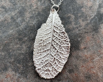 Fine Silver Primrose Leaf Pendant: Handmade From A Real Leaf