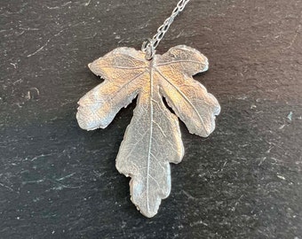 Field Maple leaf silver pendant - real leaf silver maple pendant - handmade silver leaf pendant