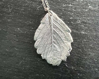 Strawberry leaf silver pendant - real strawberry leaf pendant - silver leaf pendant - handmade silver leaf pendant