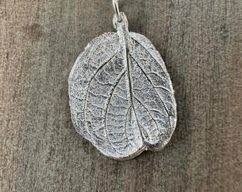Sterling Silver Kiwi Leaf Pendant - Handmade From A Real Leaf
